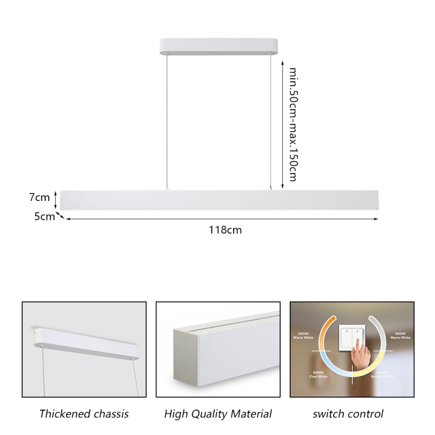 Brilagi - Світлодіодна підвісна люстра SLEEKLINE LED/40W/230V 3000/4500/6000K білий