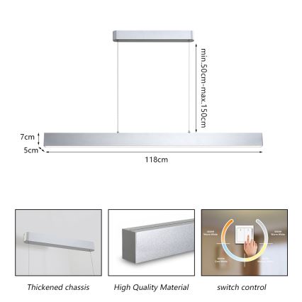 Brilagi - Світлодіодна підвісна люстра SLEEKLINE LED/40W/230V 3000/4500/6000K срібний