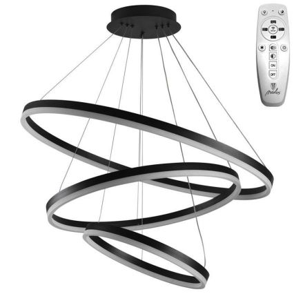Brilagi - Світлодіодна підвісна люстра з регулюванням яскравості CIRCLE LED/125W/230V 3000-6500K чорний + пульт дистанційного керування