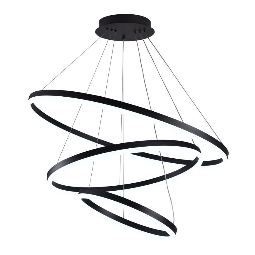 Brilagi - Світлодіодна підвісна люстра з регулюванням яскравості CIRCLE LED/125W/230V 3000-6500K чорний + пульт дистанційного керування