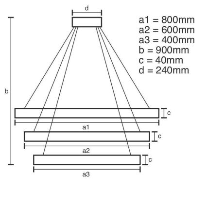 Brilagi - Світлодіодна підвісна люстра з регулюванням яскравості CIRCLE LED/125W/230V 3000-6500K чорний + пульт дистанційного керування