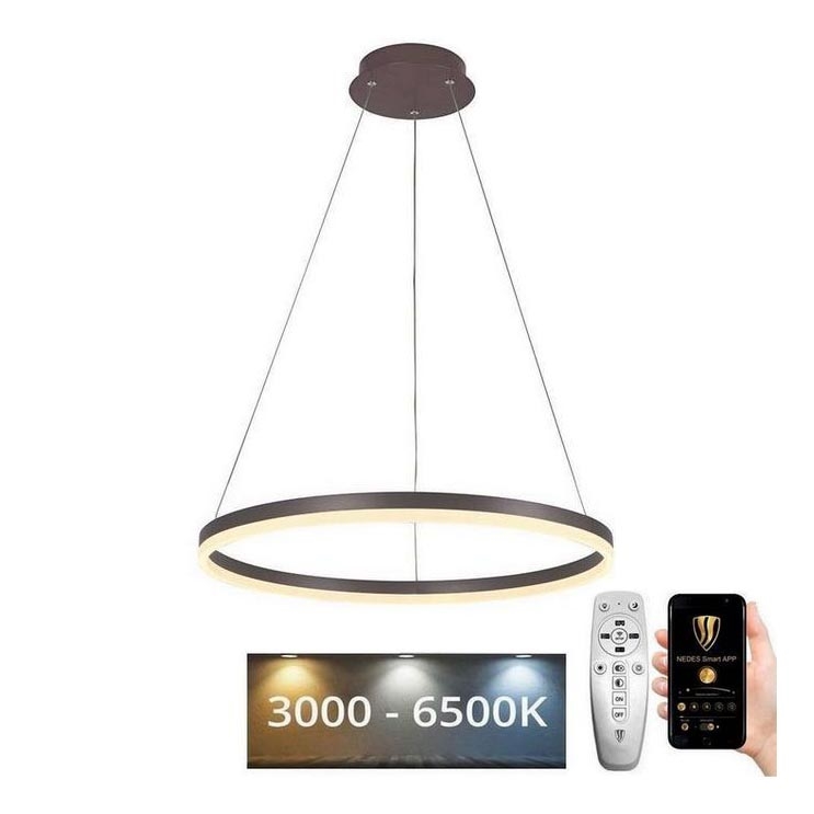 Brilagi - Світлодіодна підвісна люстра з регулюванням яскравості CIRCLE LED/42W/230V 3000-6500K коричневий + пульт дистанційного керування