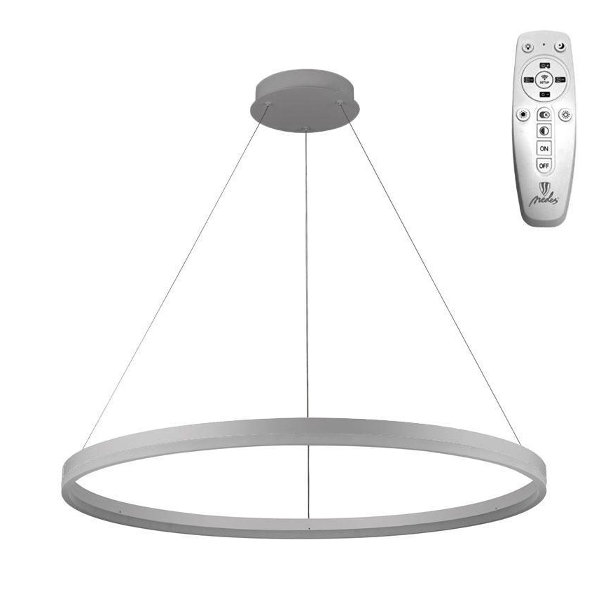 Brilagi - Світлодіодна підвісна люстра з регулюванням яскравості CIRCLE LED/55W/230V 3000-6500K сріблястий + пульт дистанційного керування