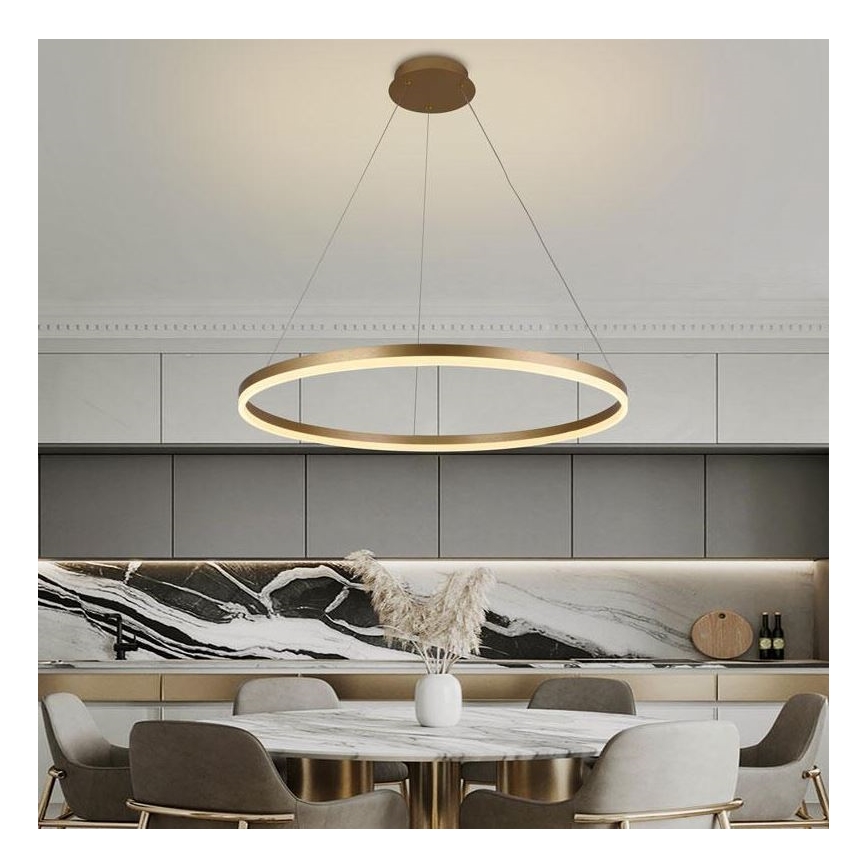 Brilagi - Світлодіодна підвісна люстра з регулюванням яскравості CIRCLE LED/55W/230V 3000-6500K золотистий + пульт дистанційного керування