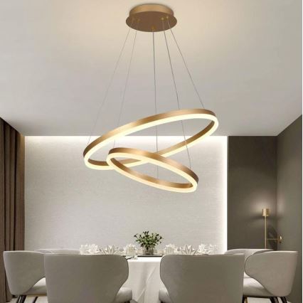 Brilagi - Світлодіодна підвісна люстра з регулюванням яскравості CIRCLE LED/70W/230V 3000-6500K золотистий + пульт дистанційного керування