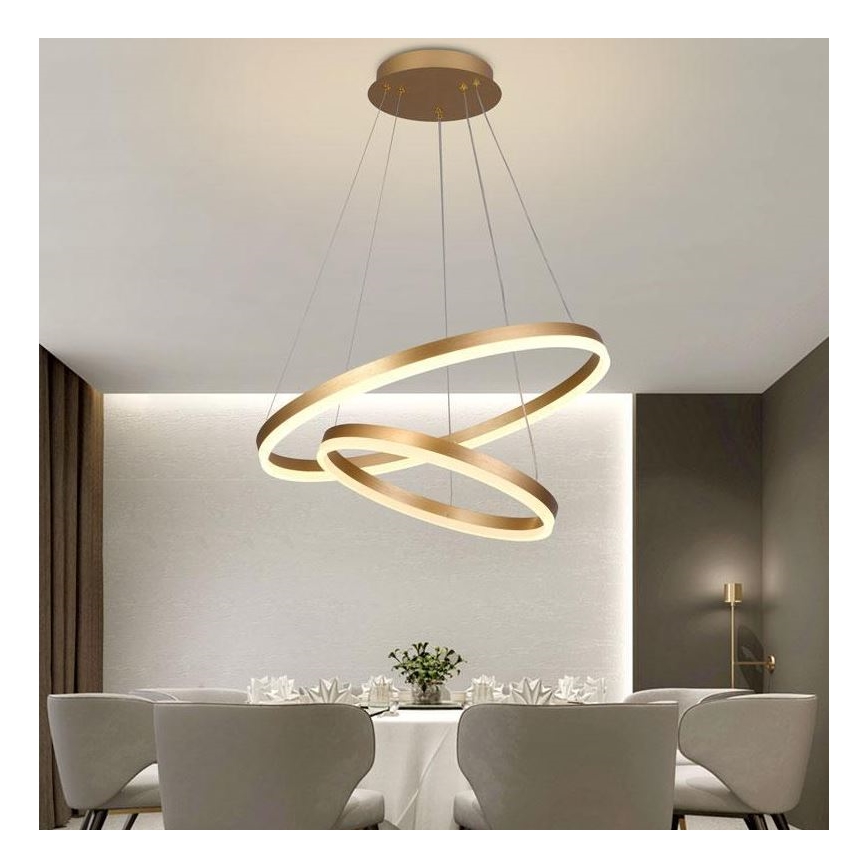 Brilagi - Світлодіодна підвісна люстра з регулюванням яскравості CIRCLE LED/70W/230V 3000-6500K золотистий + пульт дистанційного керування