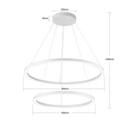 Brilagi - Світлодіодна люстра на тросі PORTOFINO з регулюванням яскравості LED/98W/230V 3000-6000K діаметр 80 см біла + пульт дистанційного керування