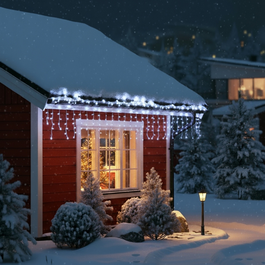 Brilagi - Зовнішня різдвяна LED гірлянда 200xLED/8 функцій 13m IP44 бурульки холодного білого світла