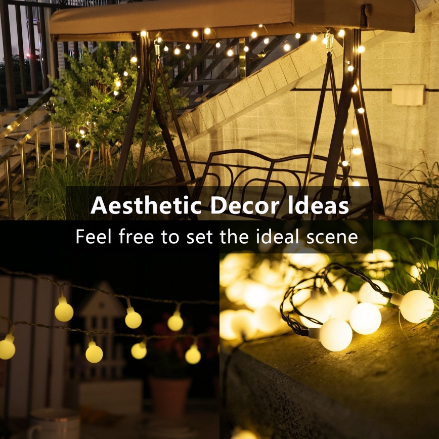 Brilagi - сонячна LED декоративна гірлянда BUBBLE 200xLED/8 функцій 20m IP65 тепле біле 800 mAh