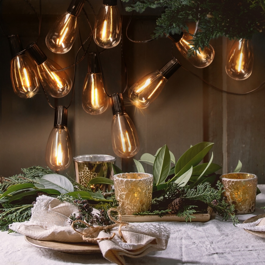 Брілагі - світлодіодна зовнішня декоративна гірлянда, 10 світлодіодів, живлення 3×АА, довжина 3,2 м, ІР44, тепле біле світло