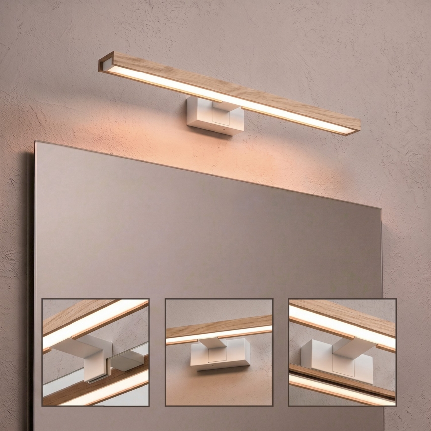 Brilagi - LED-освітлення дзеркала для ванної кімнати 3-в-1 WOODY MIRROR LED/12W/230V 60 cm IP44 білий/дуб