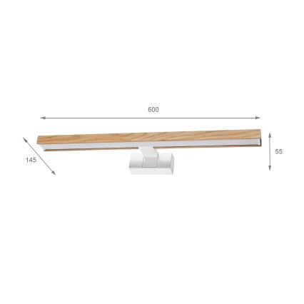 Brilagi - LED-освітлення дзеркала для ванної кімнати 3-в-1 WOODY MIRROR LED/12W/230V 60 cm IP44 білий/дуб