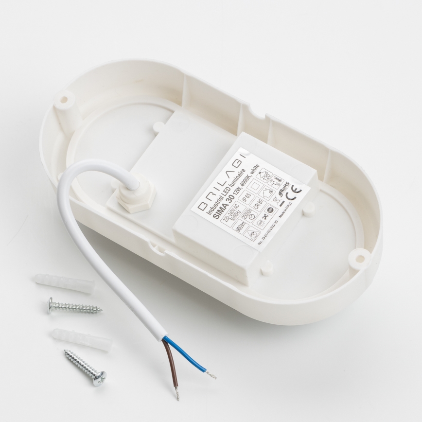 Brilagi - Світлодіодне стельове промислове освітлення SIMA LED/12W/230V IP65 біла