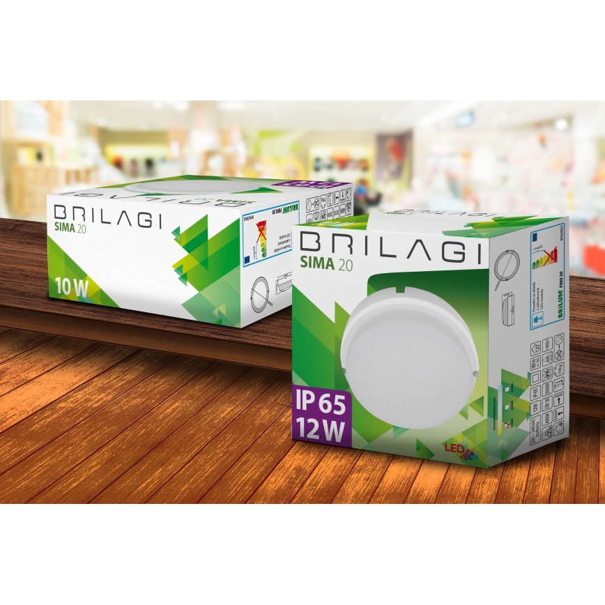 Brilagi - Світлодіодне стельове промислове освітлення SIMA LED/12W/230V IP65 чорна