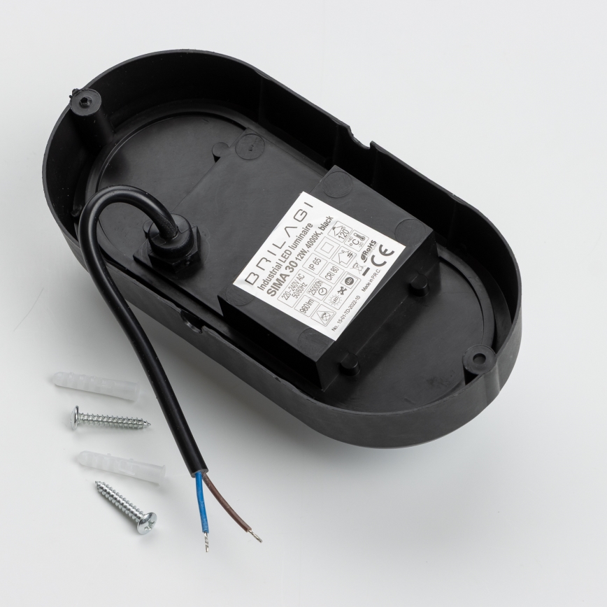 Brilagi - Світлодіодне стельове промислове освітлення SIMA LED/12W/230V IP65 чорна