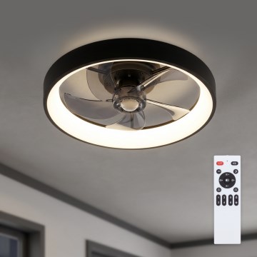 Брілагі - світлодіодний димований стельовий вентилятор 34W/230V 3000-6500K діаметр 50 см чорний + дистанційне керування