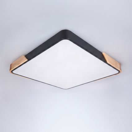 Brilagi - LED стельовий світильник PILANA з регулюванням яскравості LED/60W/230V 3000-6500K дуб/чорний 56x56 см + пульт дистанційного керування