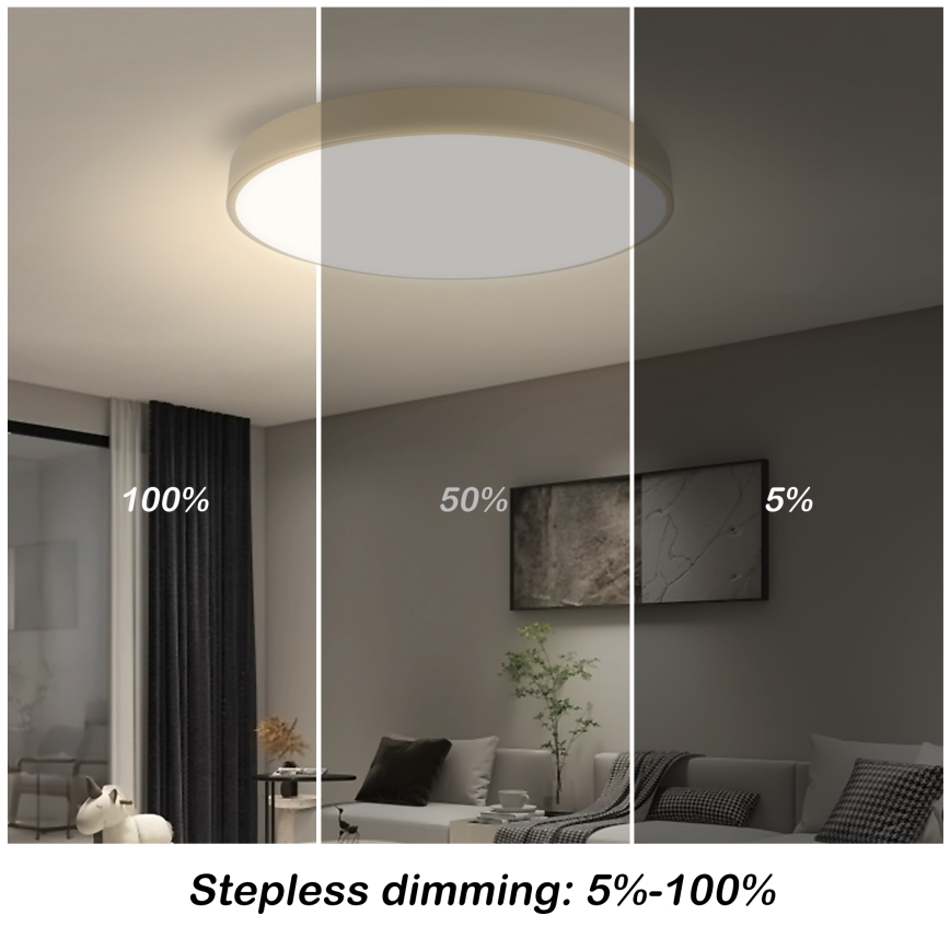 Brilagi - LED стельовий світильник з регулюванням яскравості POOL SMART LED/60W/230V 3000-6000K діам. 50 см Wi-Fi Tuya бежевий + пульт дистанційного керування