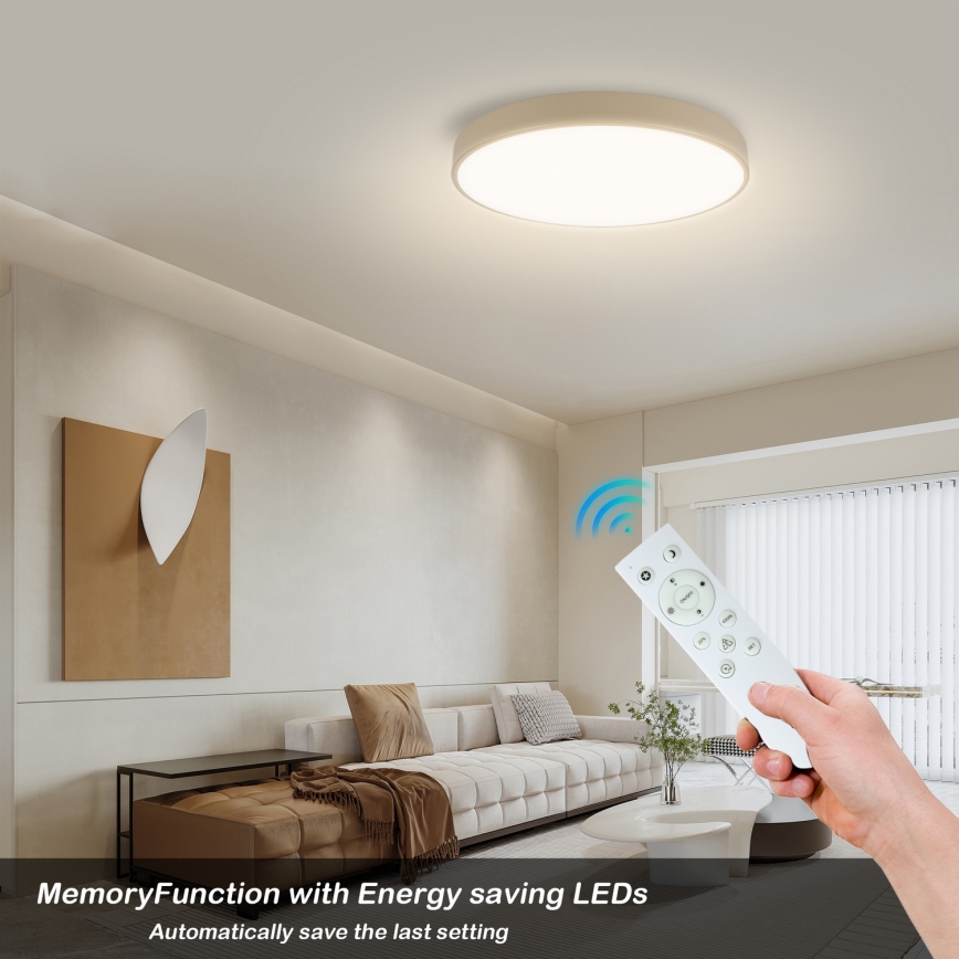 Brilagi - LED стельовий світильник з регулюванням яскравості POOL SMART LED/60W/230V 3000-6000K діам. 50 см Wi-Fi Tuya бежевий + пульт дистанційного керування