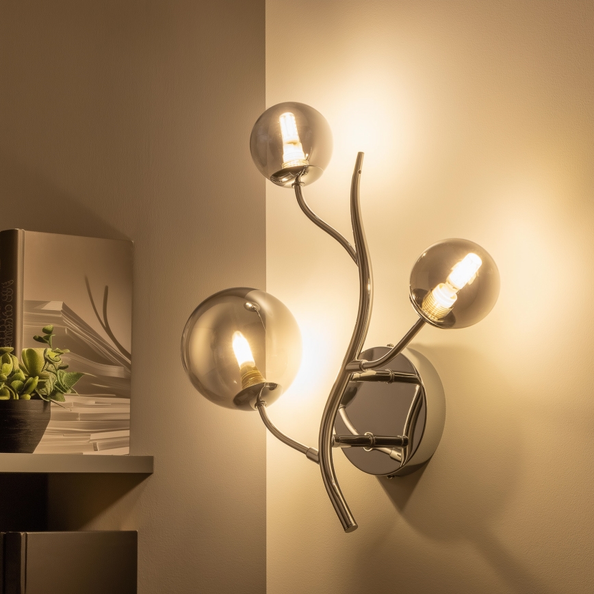 Brilagi - Світлодіодний настінний світильник MISTEL 3xG9/3W/230V глянцевий хром/димчастий