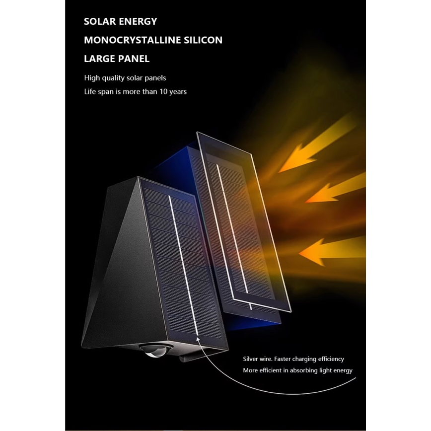 Brilagi - Світлодіодний настінний світильник на сонячній батареї PYRAMID LED/2W/3,2V 1300 mAh IP54
