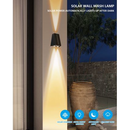 Brilagi - Світлодіодний настінний світильник на сонячній батареї PYRAMID LED/2W/3,2V 1300 mAh IP54