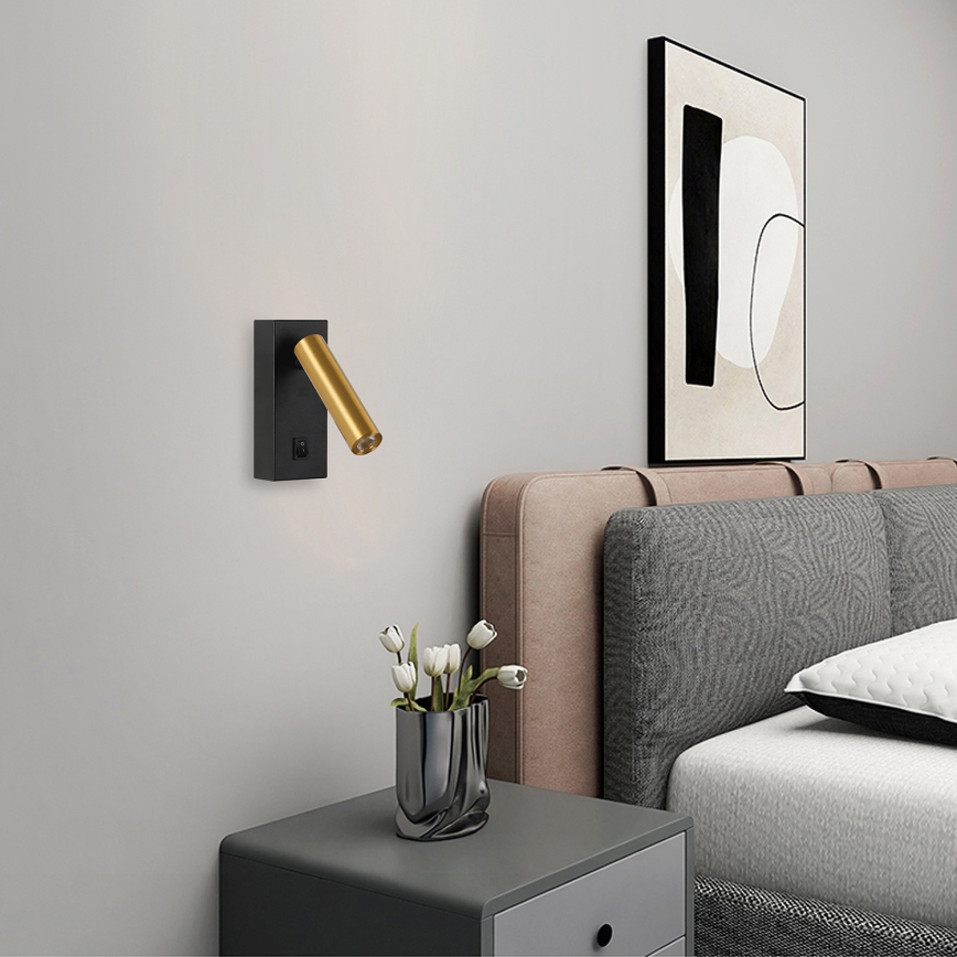 Brilagi - Світлодіодний настінний точковий світильник MAYA LED/3W/230V 4000K чорний/золотий