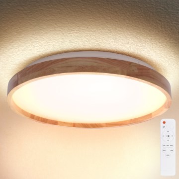 Brilagi - Світлодіодний регульований стельовий світильник ALSON LED/48W/230V 3000-6500K дуб діаметром 39,5 см + дистанційне керування