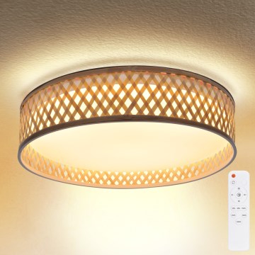 Brilagi - Світлодіодний регульований стельовий світильник CAMILA LED/48W/230V 3000-6500K бамбук діам. 40 см + пульт дистанційного керування