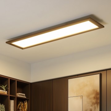 Brilagi - Світлодіодний регульований стельовий світильник SLIMFRAME WOOD LED/58W/230V 124x34 см 3000-6000K темно-коричневий + пульт дистанційного керування