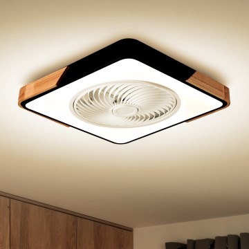 Brilagi - Світлодіодний регульований стельовий світильник з вентилятором LED/30W/230V 3000-6500K чорний/дуб + дистанційне керування