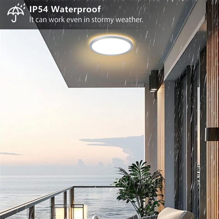 Brilagi - LED стельовий світильник для ванної кімнати ULTRA SLIM LED/24W/230V Ø 42 см сріблястий IP54