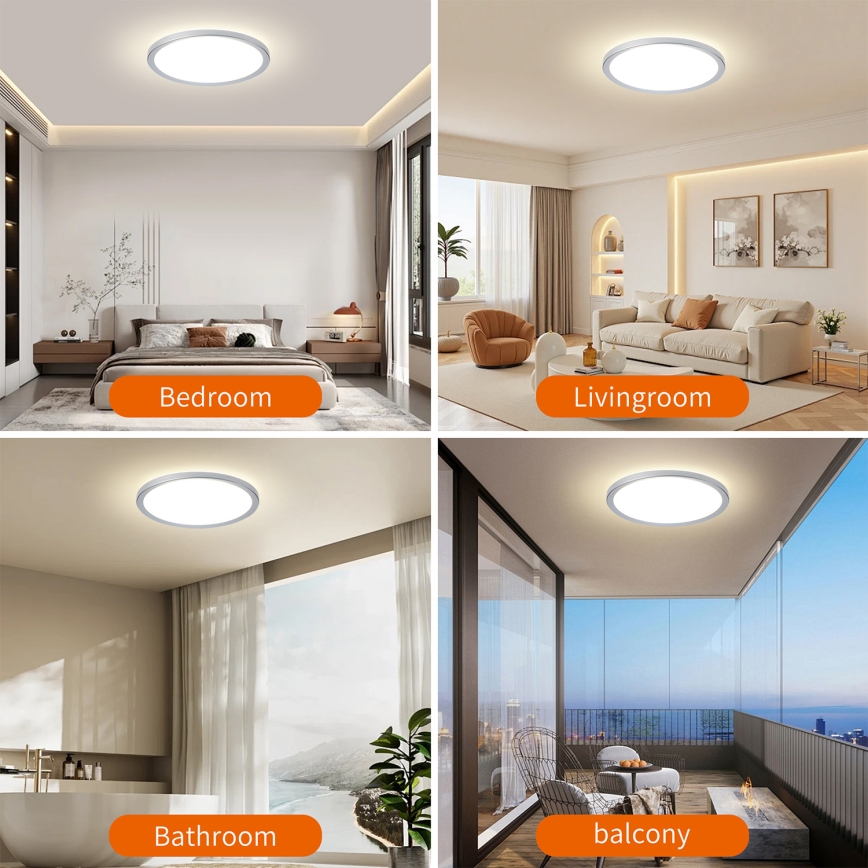 Brilagi - LED стельовий світильник для ванної кімнати ULTRA SLIM LED/24W/230V Ø 42 см сріблястий IP54