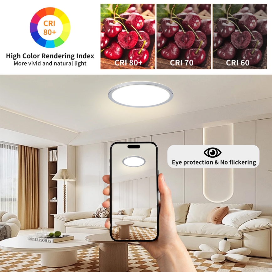 Brilagi - LED стельовий світильник для ванної кімнати ULTRA SLIM LED/24W/230V Ø 42 см сріблястий IP54