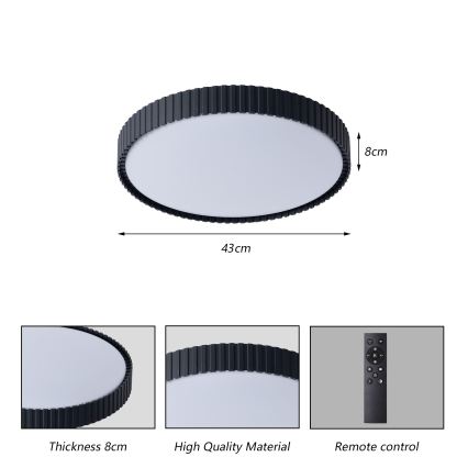Brilagi - LED затемнюваний стельовий світильник ORINO LED/54W/230V 3000-6000K чорний, Ø 43 см + пульт дистанційного керування