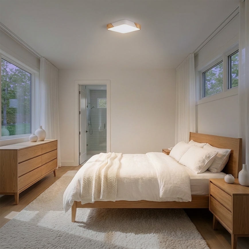 Брілагі - світлодіодний стельовий світильник ПІЛАНА LED/24W/230V дуб/білий 32x32 см