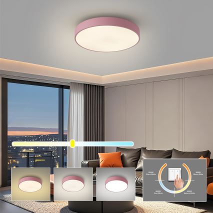 Brilagi - LED стельовий світильник POOL LED/36W/230V 3000/4000/6000K діам. 30 см рожевий