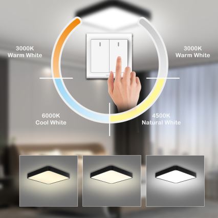 Brilagi - LED стельовий світильник POOL SQUARE LED/36W/230V 3000/4500/6000K 40x40 см чорний