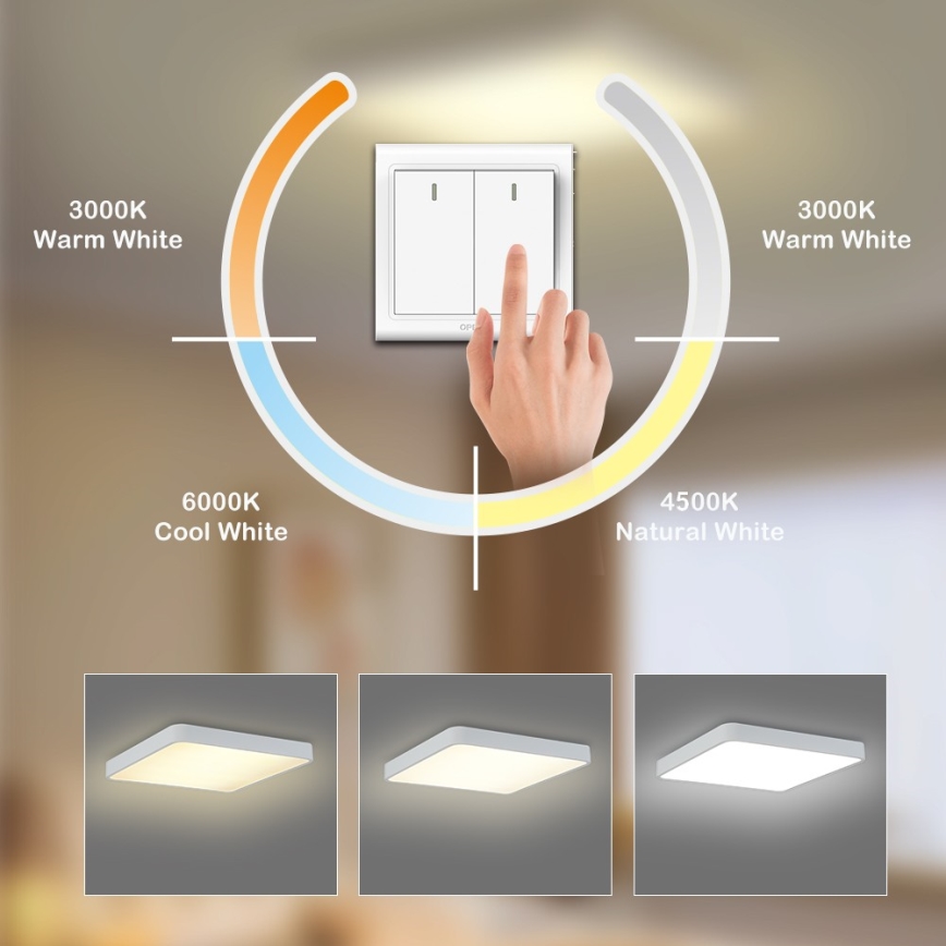 Brilagi - LED стельовий світильник POOL SQUARE LED/48W/230V 3000/4500/6000K 50x50 см білий
