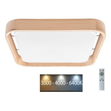 Brilagi - Світлодіодний стельовий світильник з регулюванням яскравості MANAROLA CUBIC LED/24W/230V 3000-6500K сосна + пульт дистанційного керування