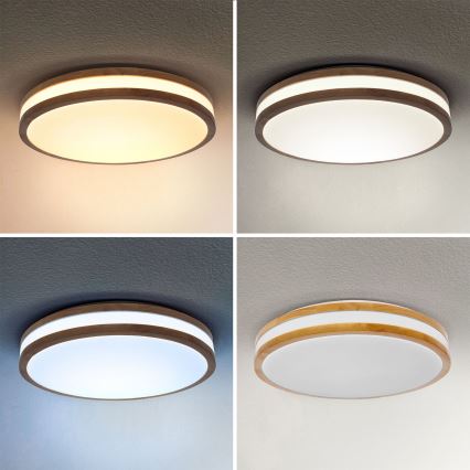 Brilagi - Світлодіодний стельовий світильник з регулюванням яскравості MOLINA LED/48W/230V 3000-6500K дуб діаметр 38 см + пульт дистанційного керування