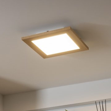 Brilagi - Світлодіодний стельовий світильник з регулюванням яскравості SLIMFRAME WOOD LED/25W/230V 34x34 см 3000-6000K коричневий + пульт дистанційного керування