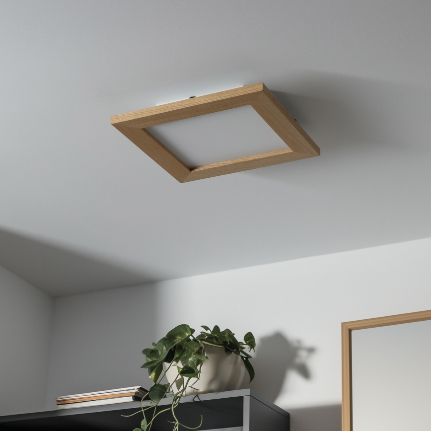 Brilagi - Світлодіодний стельовий світильник з регулюванням яскравості SLIMFRAME WOOD LED/25W/230V 34x34 см 3000-6000K коричневий + пульт дистанційного керування
