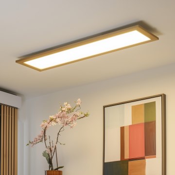 Brilagi - Світлодіодний стельовий світильник з регулюванням яскравості SLIMFRAME WOOD LED/58W/230V 124x34 см 3000-6000K коричневий + пульт дистанційного керування