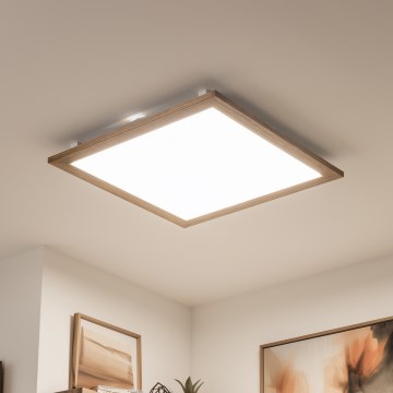 Brilagi - Світлодіодний стельовий світильник з регулюванням яскравості SLIMFRAME WOOD LED/58W/230V 64x64 см 3000-6000K коричневий + пульт дистанційного керування