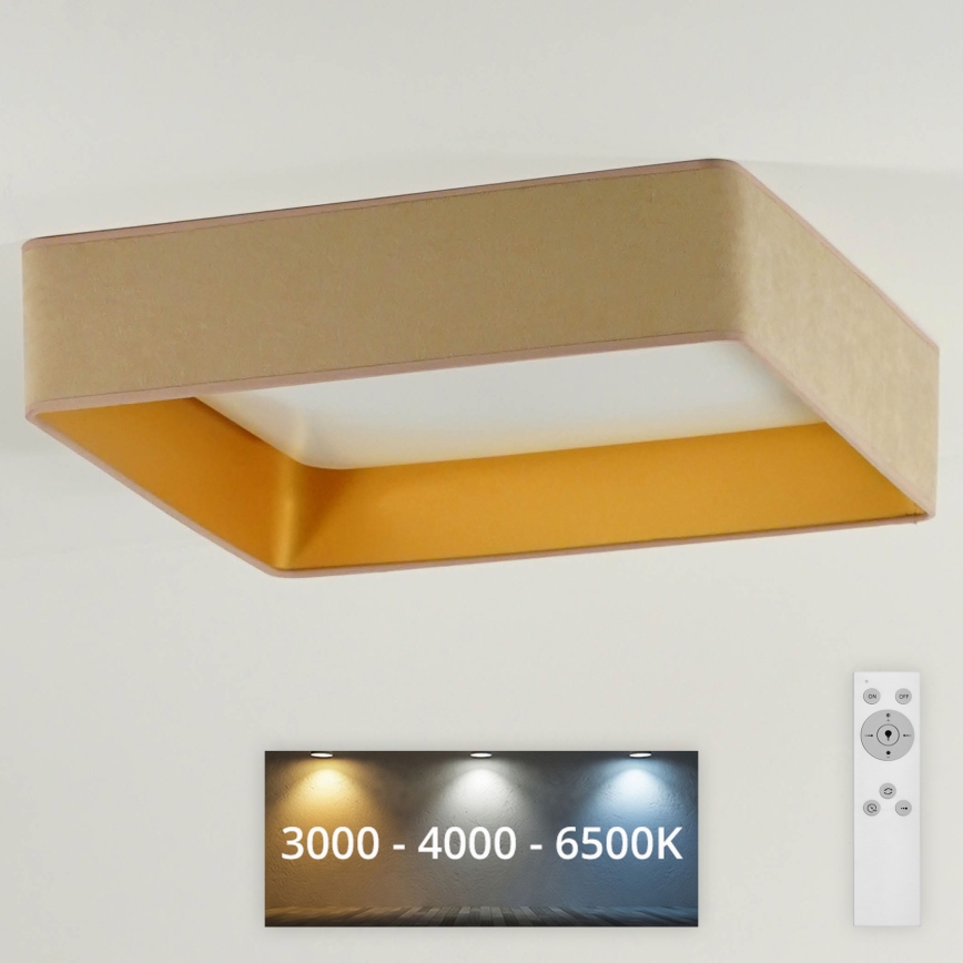 Brilagi - Світлодіодний стельовий світильник з регулюванням яскравості VELVET SQUARE LED/24W/230V 3000/4000/6500K + пульт дистанційного керування бежевий