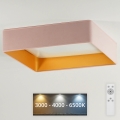 Brilagi - Світлодіодний стельовий світильник з регулюванням яскравості VELVET SQUARE LED/24W/230V 3000/4000/6500K + пульт дистанційного керування рожевий