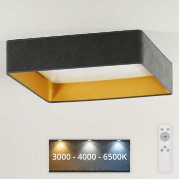 Brilagi - Світлодіодний стельовий світильник з регулюванням яскравості VELVET SQUARE LED/24W/230V 3000/4000/6500K + пульт дистанційного керування сірий