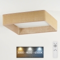 Brilagi - Світлодіодний стельовий світильник з регулюванням яскравості VELVET SQUARE LED/24W/230V 3000/4000/6500K + пульт дистанційного керування коричневий