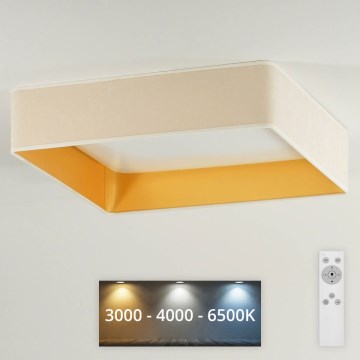 Brilagi - Світлодіодний стельовий світильник з регулюванням яскравості VELVET SQUARE LED/24W/230V 3000/4000/6500K + пульт дистанційного керування кремовий